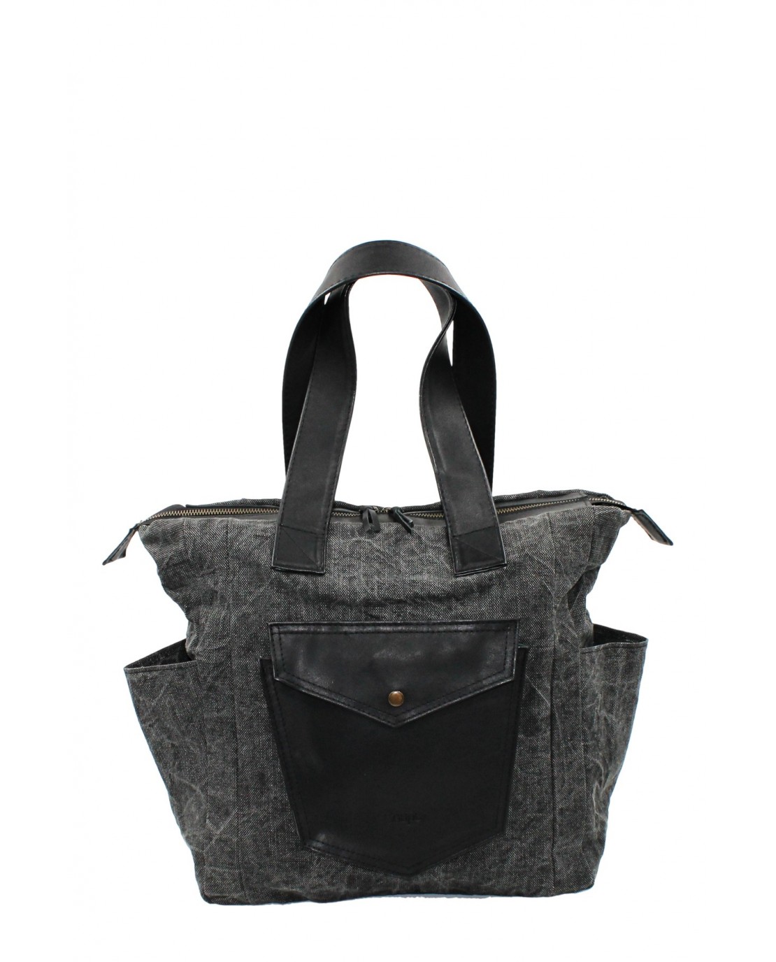 Coupe Leather Canvas Kol Çantası Deri Detaylı