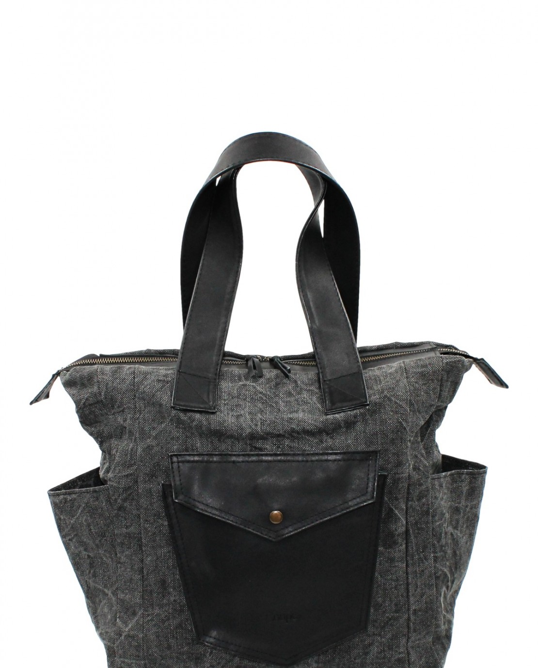 Coupe Leather Canvas Kol Çantası Deri Detaylı Coupé Leather