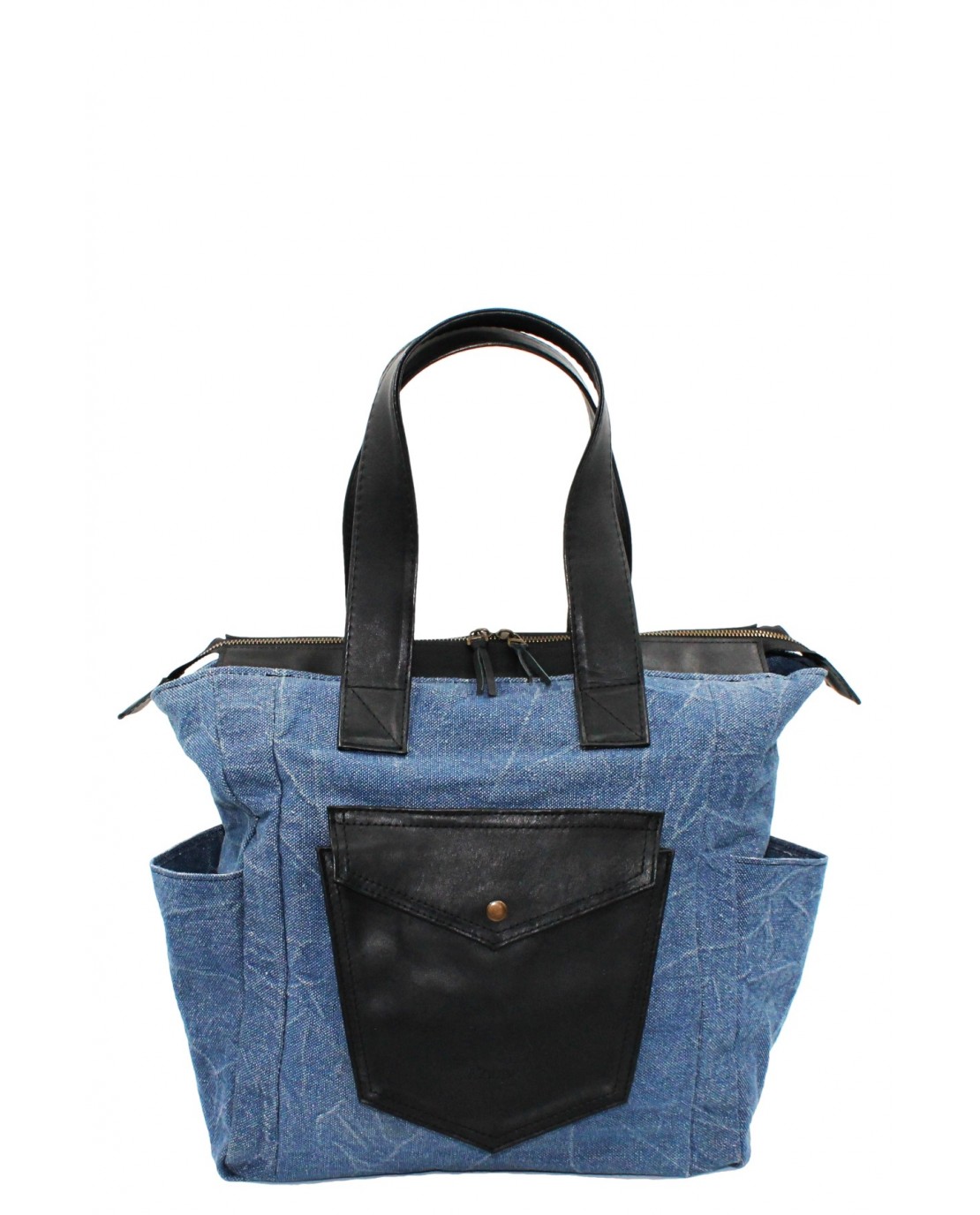 Coupe Leather Canvas Kol Çantası Deri Detaylı