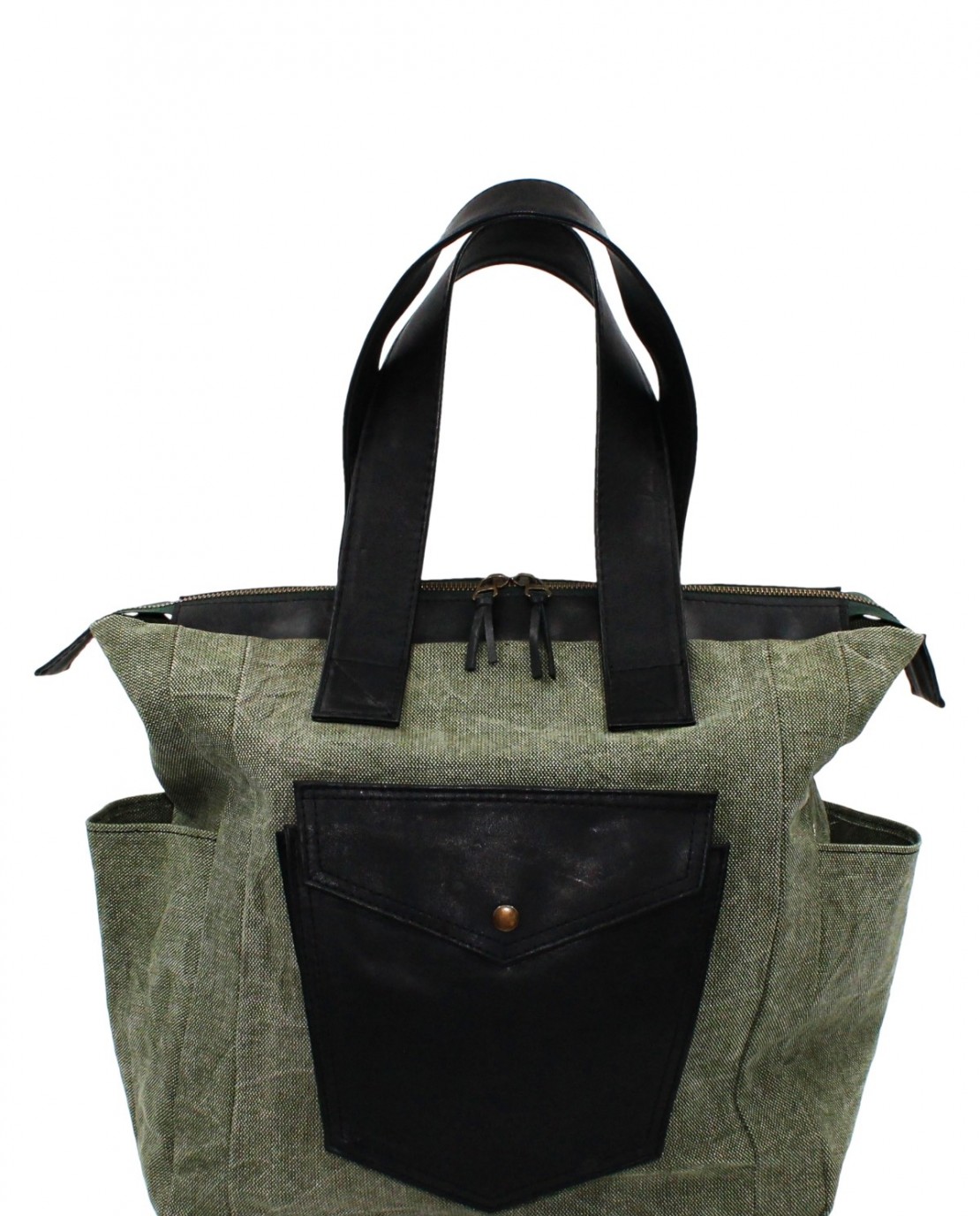 Coupe Leather Canvas Kol Çantası Deri Detaylı Coupé Leather