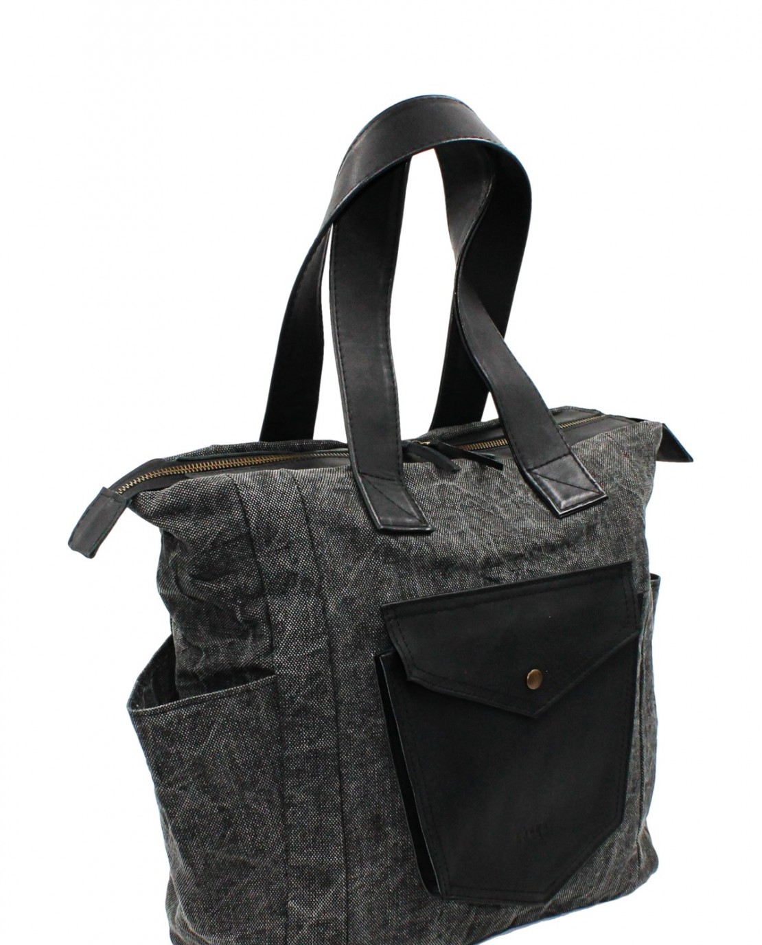 Coupe Leather Canvas Kol Çantası Deri Detaylı Coupé Leather