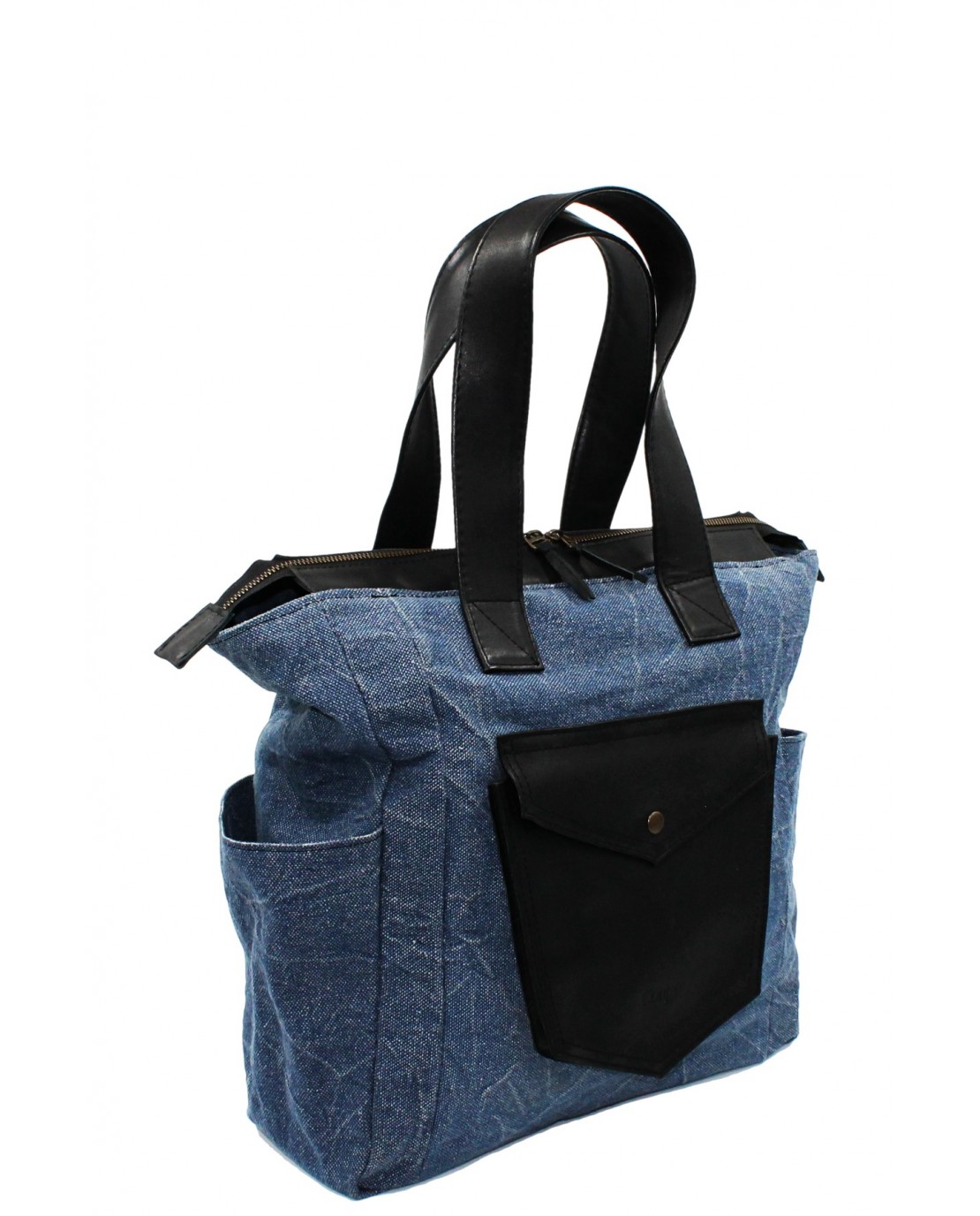 Coupe Leather Canvas Kol Çantası Deri Detaylı