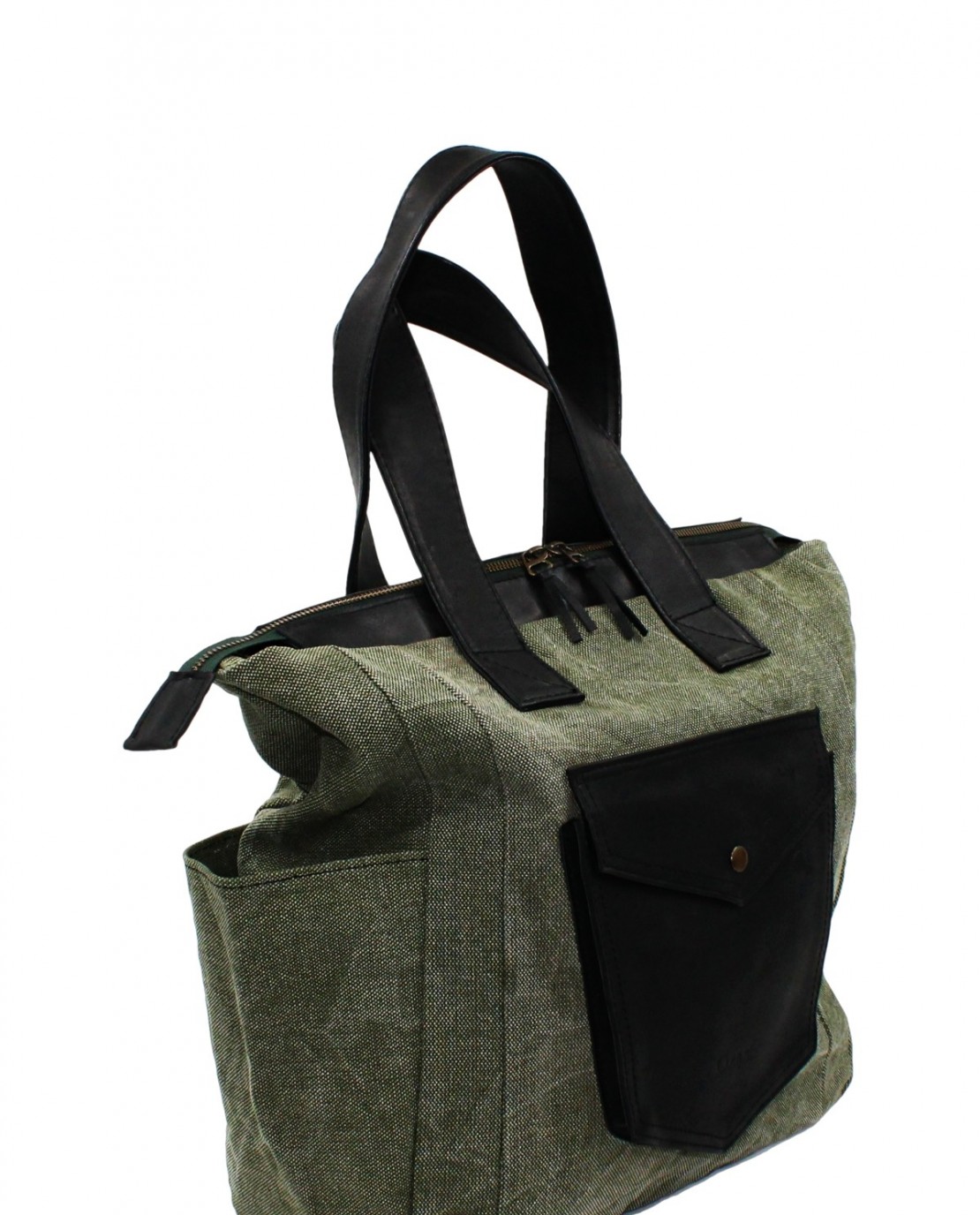 Coupe Leather Canvas Kol Çantası Deri Detaylı Coupé Leather